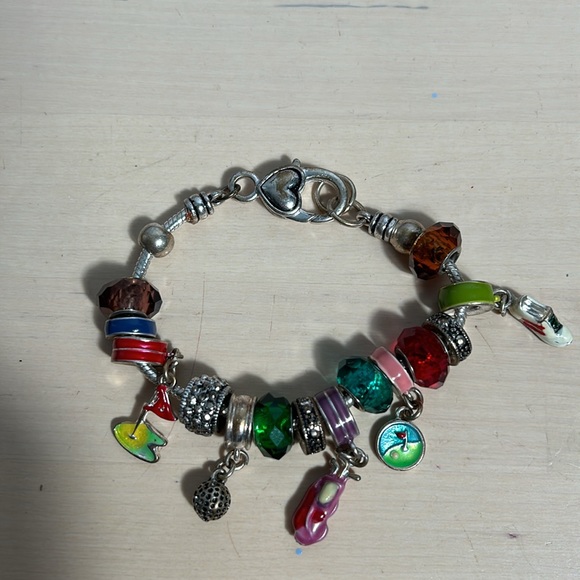 INSPIRED GOLFER CHARM BRACELET, GOLF BALL CLUB BAG SNEAKER CHARMS - Picture 2 of 8